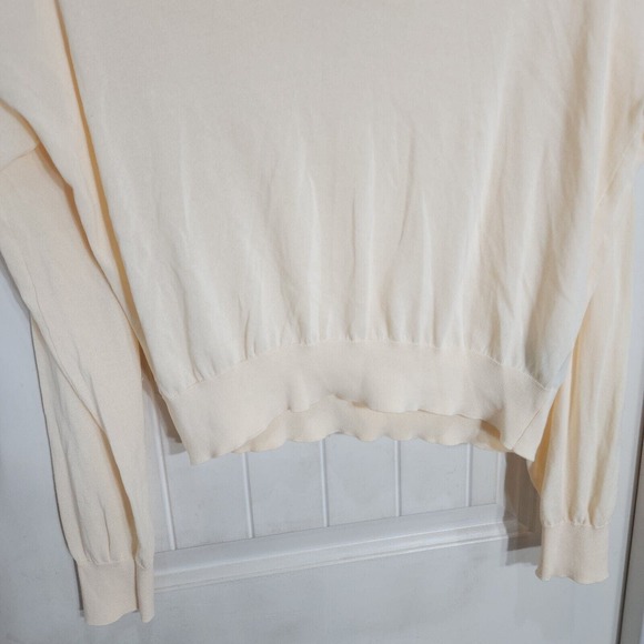 Theory Womens Sweater Bristol Cotton Polo Pullover Beige Parchment Knit Size M - Picture 6 of 11